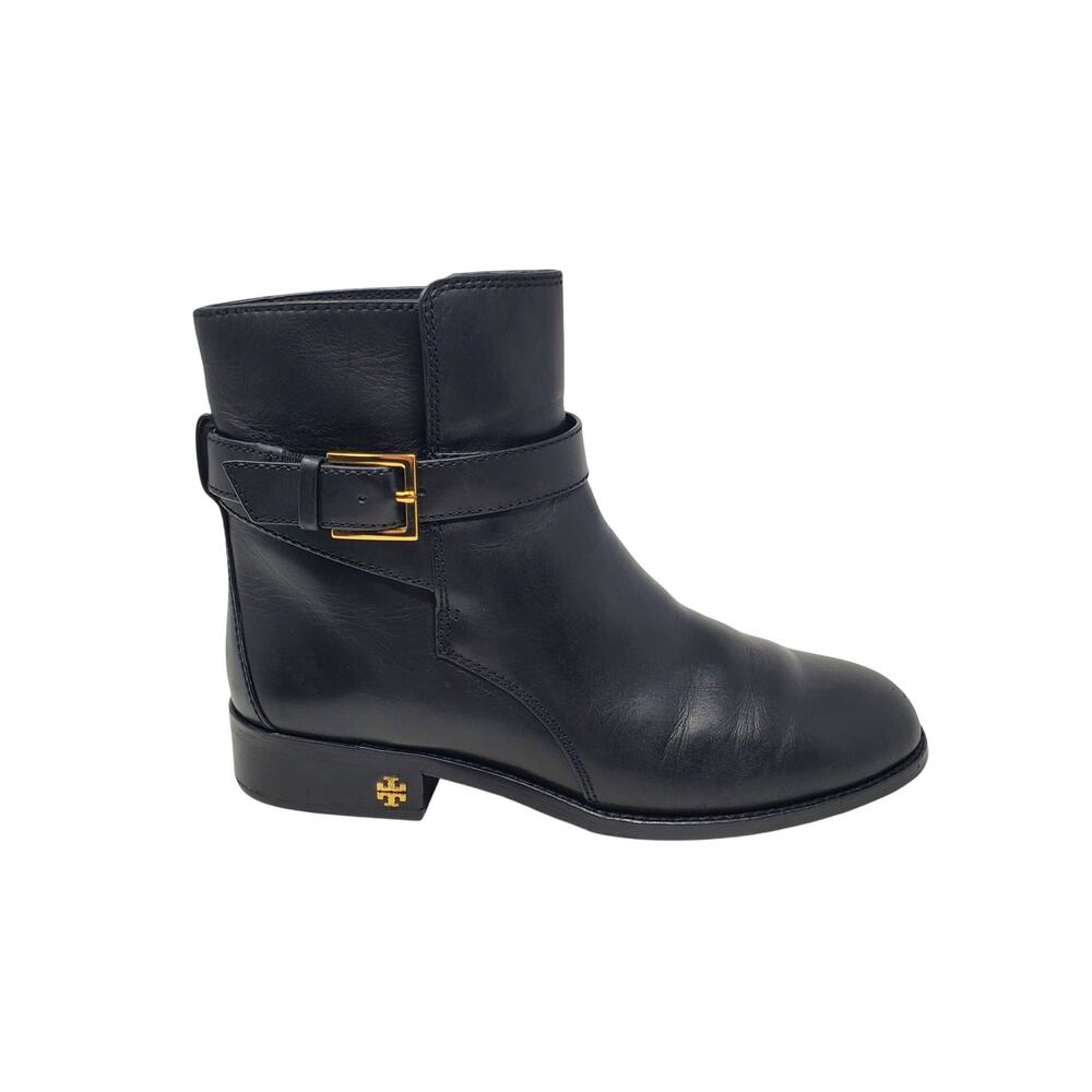 Tory Burch Brooke Ankle Bootie Boots Calf Leather Perfect Black 52660 Size US 8
